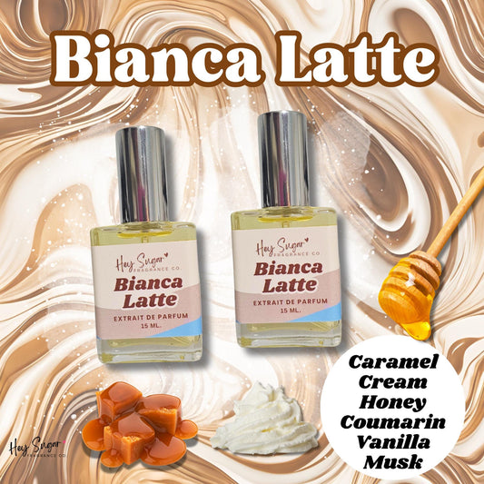 Bianca Latte Perfume- inspired by Bianco Latte- ultimate gourmand fragrance with notes of vanilla, caramel. cream, simply delicious dupe