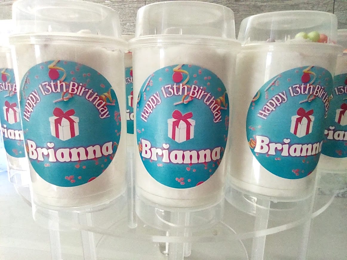 10 Cotton Candy Push Pops, Personalized Cotton Candy Favors