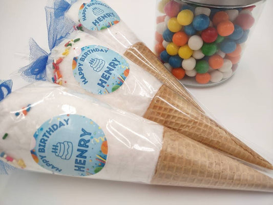 10 Cotton Candy Sugar Cone Birthday Party Favors